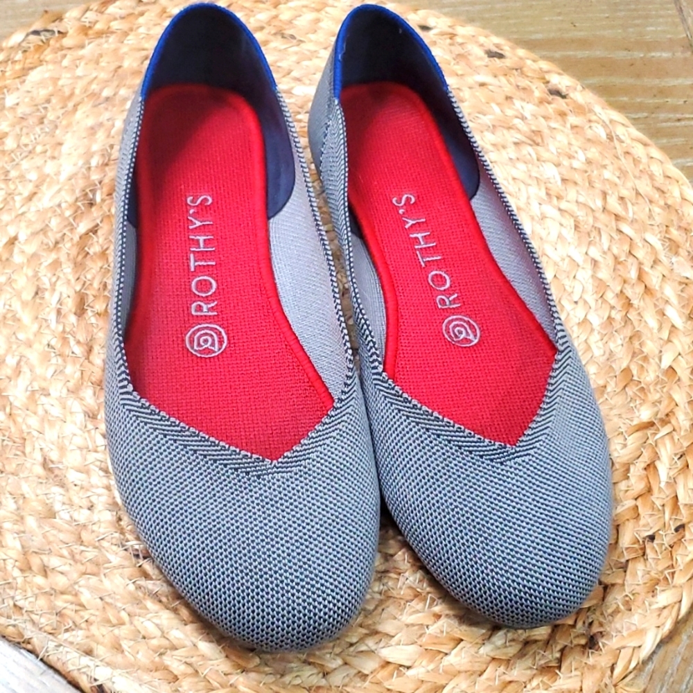Rothy’s The Flat Round-Toe Chic Flexible Ballet Flats Gray Size 8